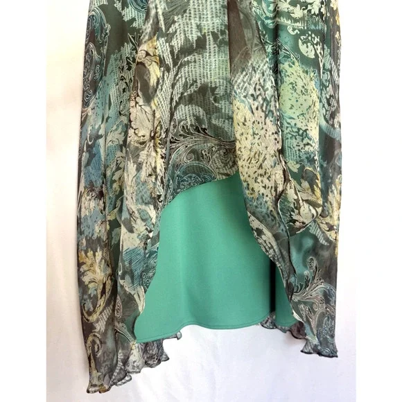 Vintage 90s Y2K Alex Evenings Silk Floral Babydoll Dress Size 14 Beaded  Fairy